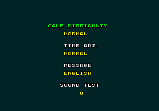 Menú de ajustes de "Super Hang-On" en la versión de Mega Drive