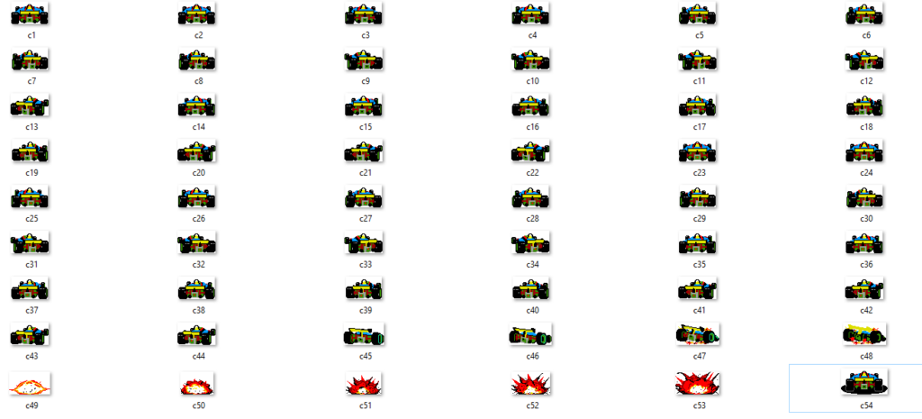 Sprite sheet del coche de fórmula 1