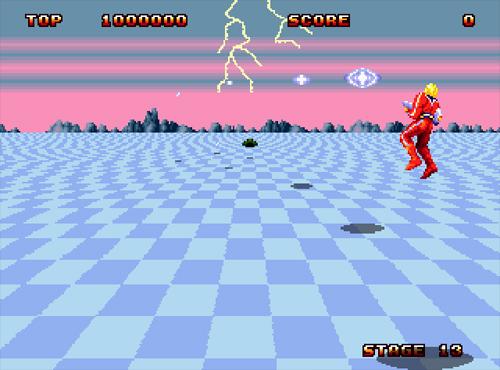 Fotograma del videojuego Space Harrier para Sega Mega Drive