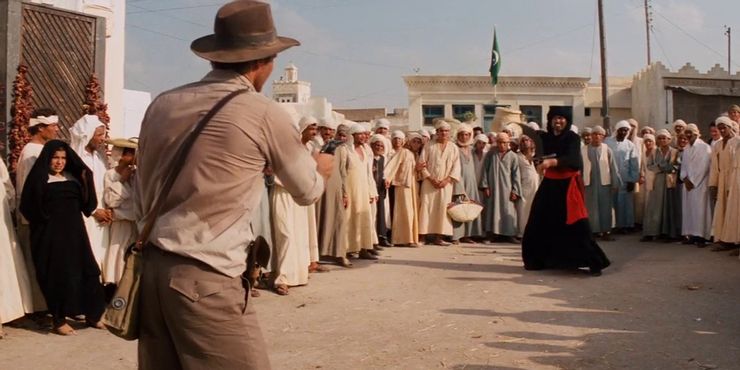 Indiana Jones disparando al espadachín