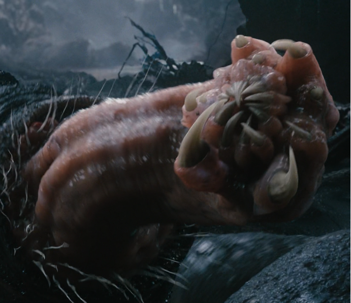 Carnictis, monstruo ficticio de la isla Calavera semejante a un gusano gigante
