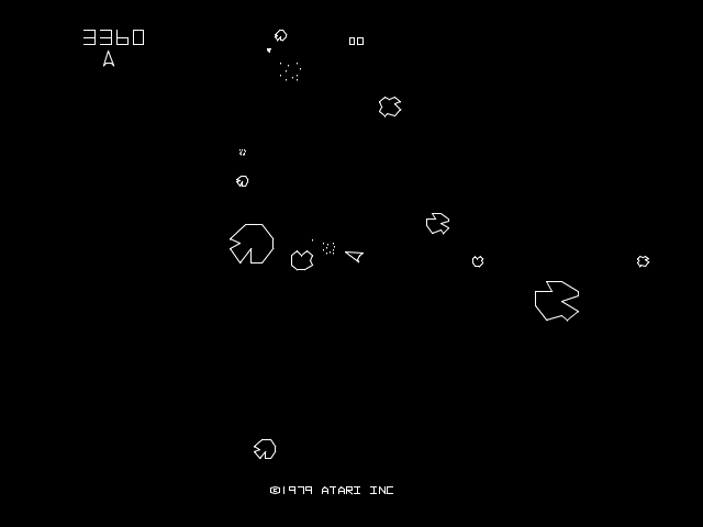 Interfaz del videojuego original de Asteroids