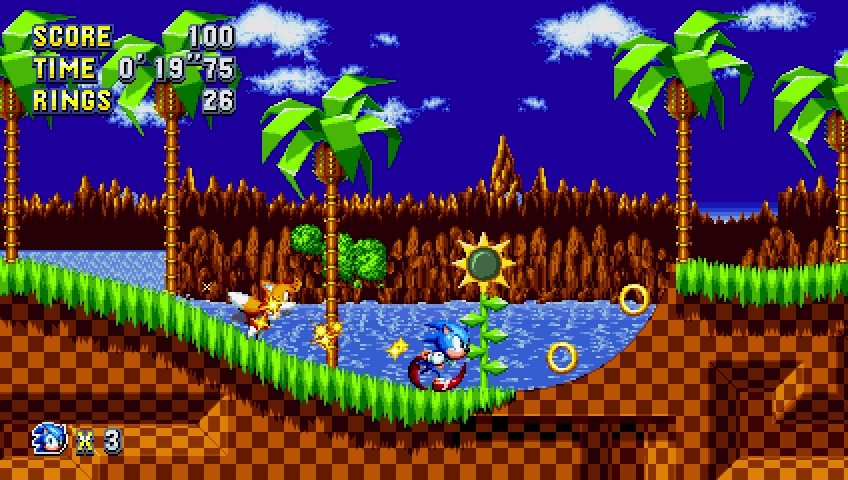 Primer nivel de Sonic Mania (2017): una adaptación de Green Hill Zone