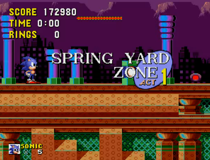 Mapa Spring Yard Zone del juego Sonic the hedgehog (1991)