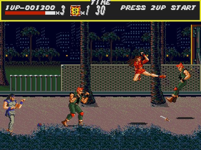 En los niveles de Streets of Rage hay todo tipo de armas punzantes