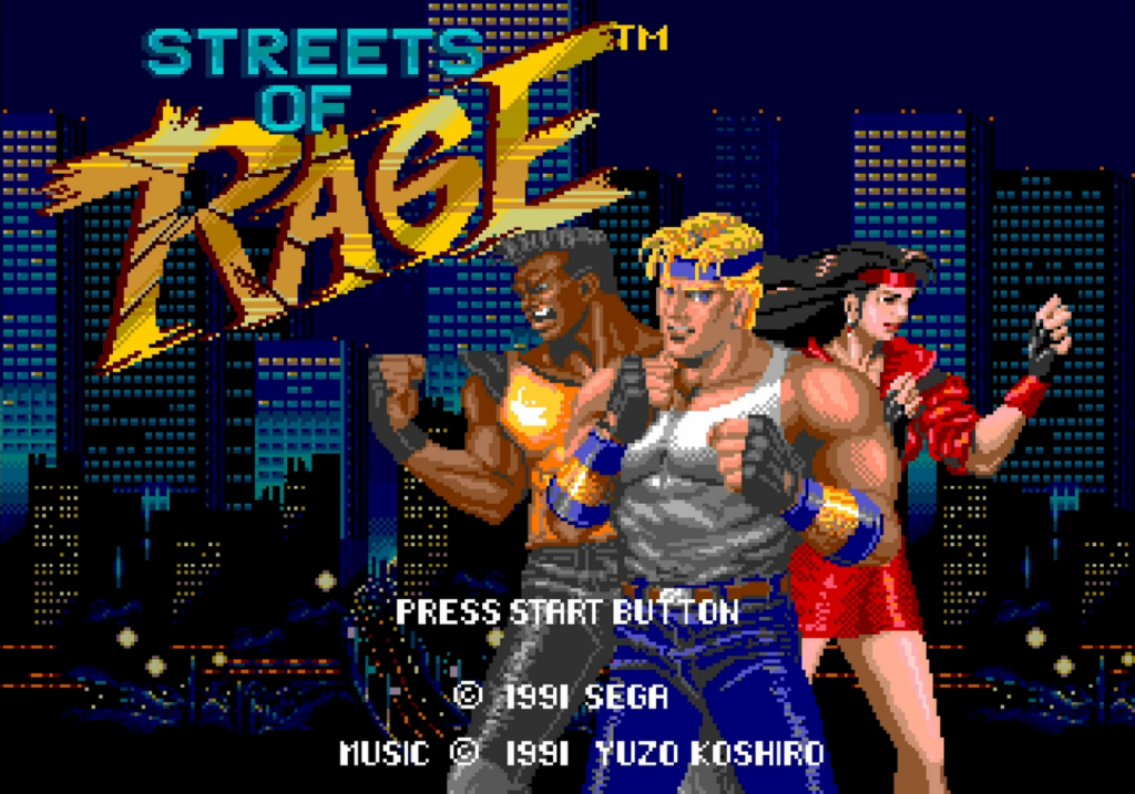 Menú principal del videojuego Streets of Rage (1991)