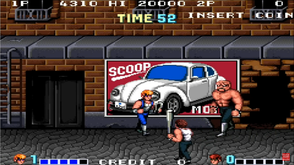 Pantalla del videojuego arcade Double Dragon (1987)