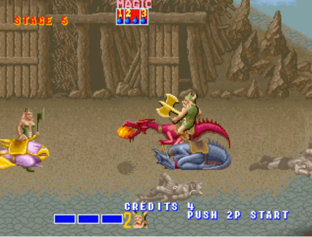 Partida del Golden Axe (1989) con el personaje de Gilius Thunderhead