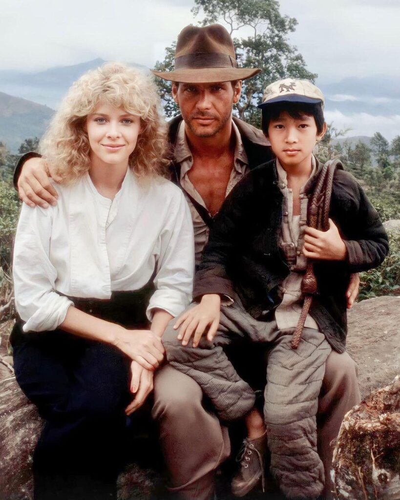 Fotografía del reparto principal de Indiana Jones y el templo maldito (1984)