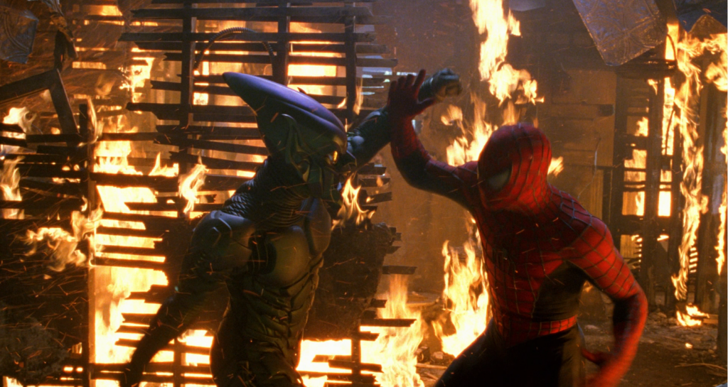 Escena de combate entre Spider-Man y el Duende Verde