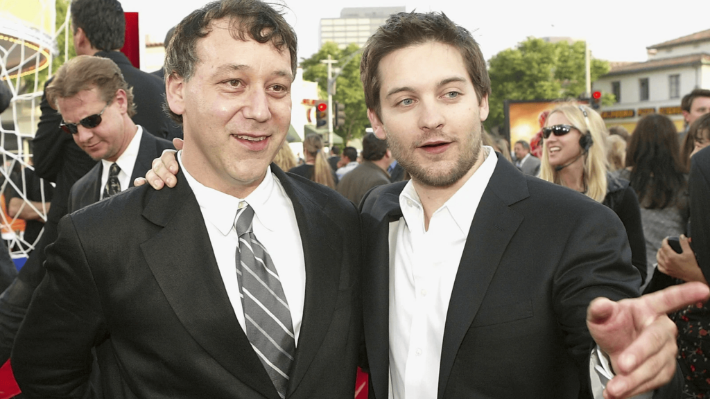 Fotografía de Sam Raimi con Tobey Maguire