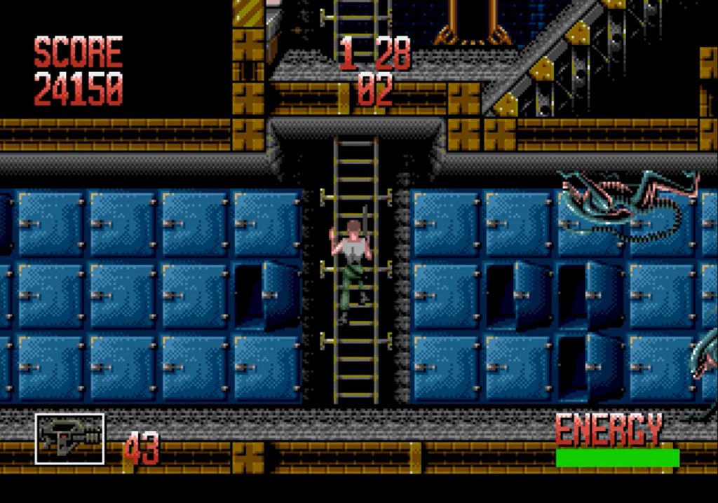 Fotograma del primer nivel del juego Alien 3 (1992) para Sega Mega Drive