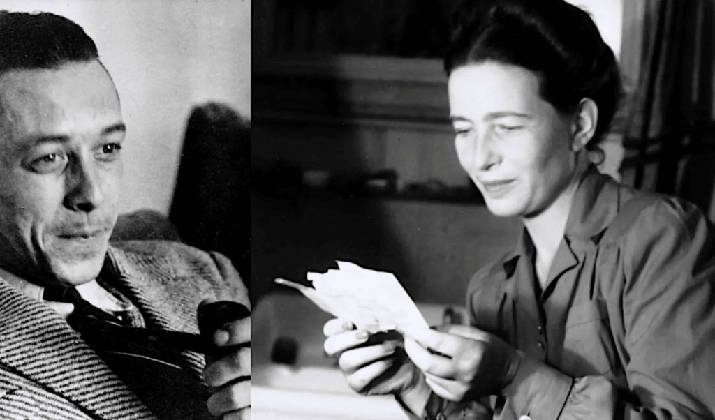 Fotografía de Albert Camus y Simone de Beauvoir