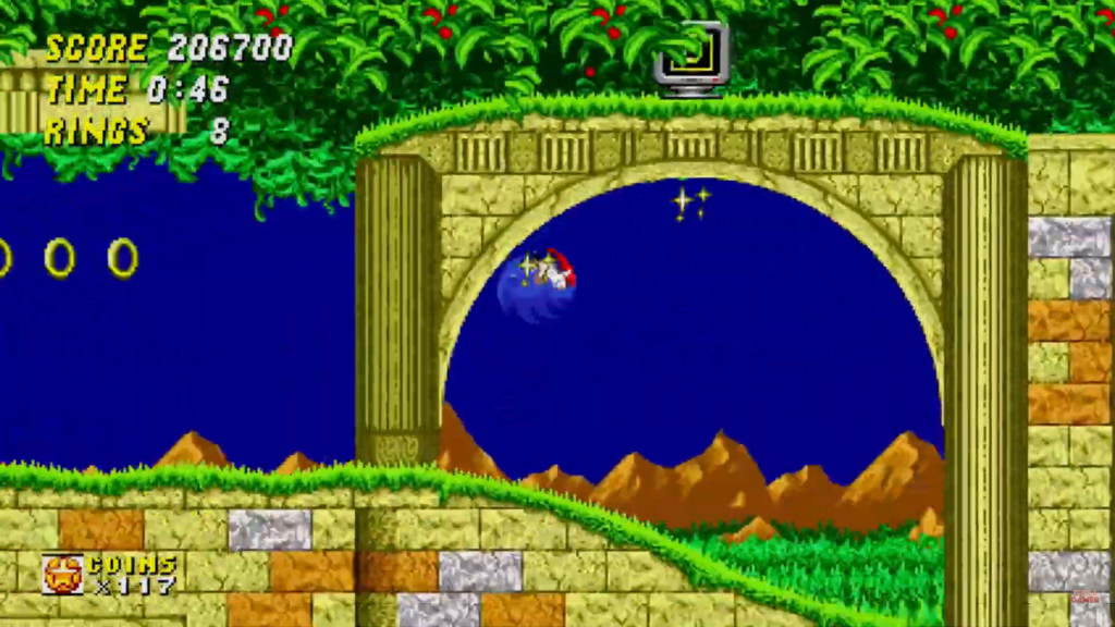 Fotograma del escenario Aquatic Run Zone en Sonic The Hedgehog 2 (1992)