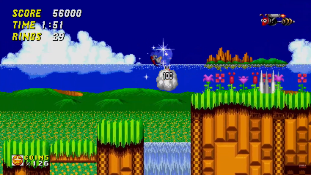 Fotograma del primer escenario de Sonic The Hedgehog 2: Emerald Hill Zone 