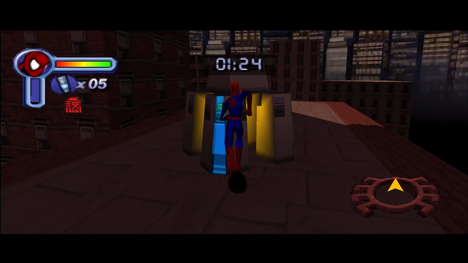 Spider-Man en el nivel en el que debe detener una bomba Spider-Man en el nivel en el que debe detener una bomba