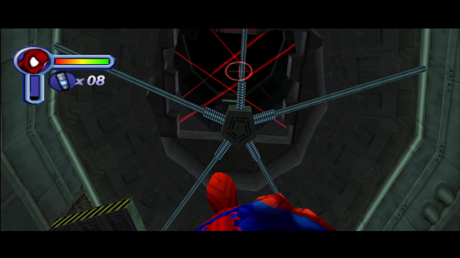 Nivel de la compañía Bio-Tech donde Spider-Man debe subir por una torre de láseres y trampas Nivel de la compañía Bio-Tech donde Spider-Man debe subir por una torre de láseres y trampas
