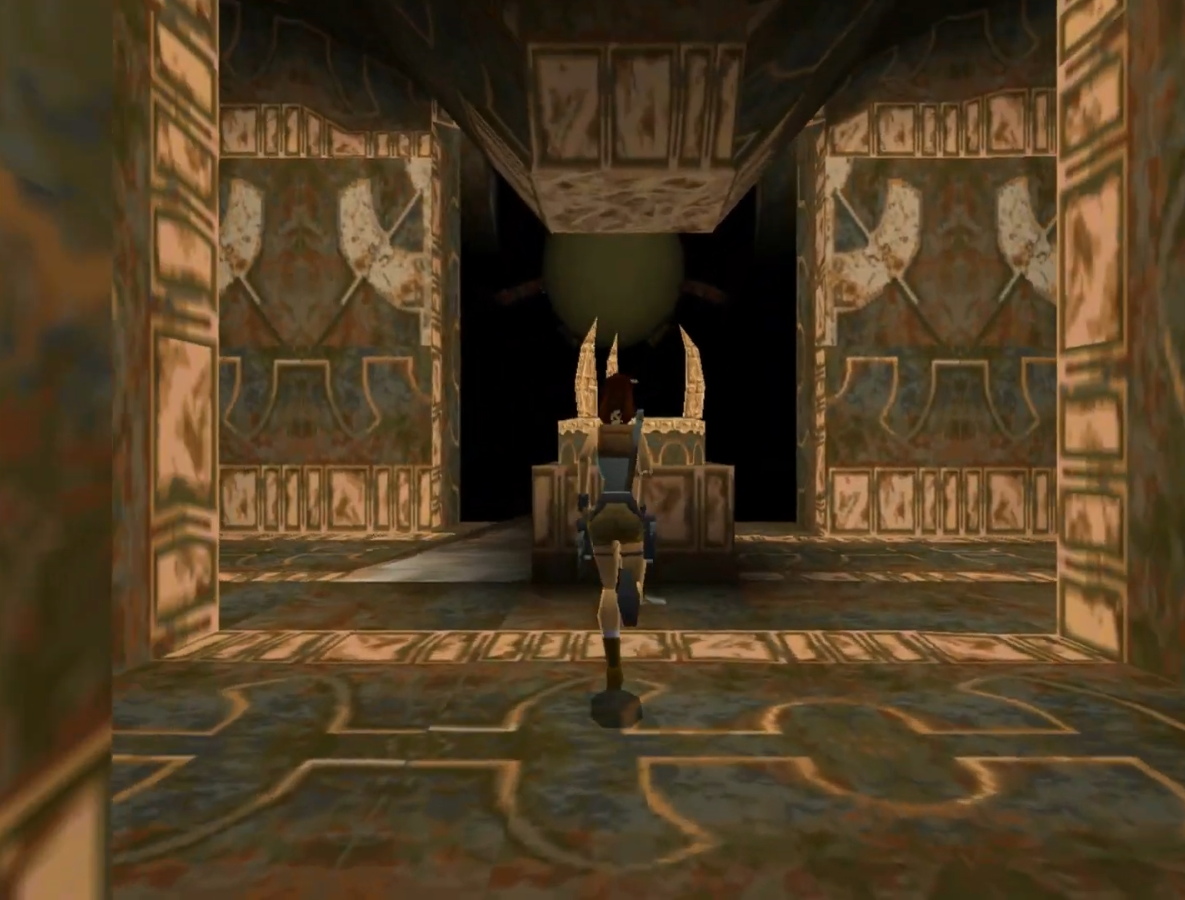Lara Croft consiguiendo el Scion en Tomb Raider (1996) Lara Croft consiguiendo el Scion en Tomb Raider (1996)