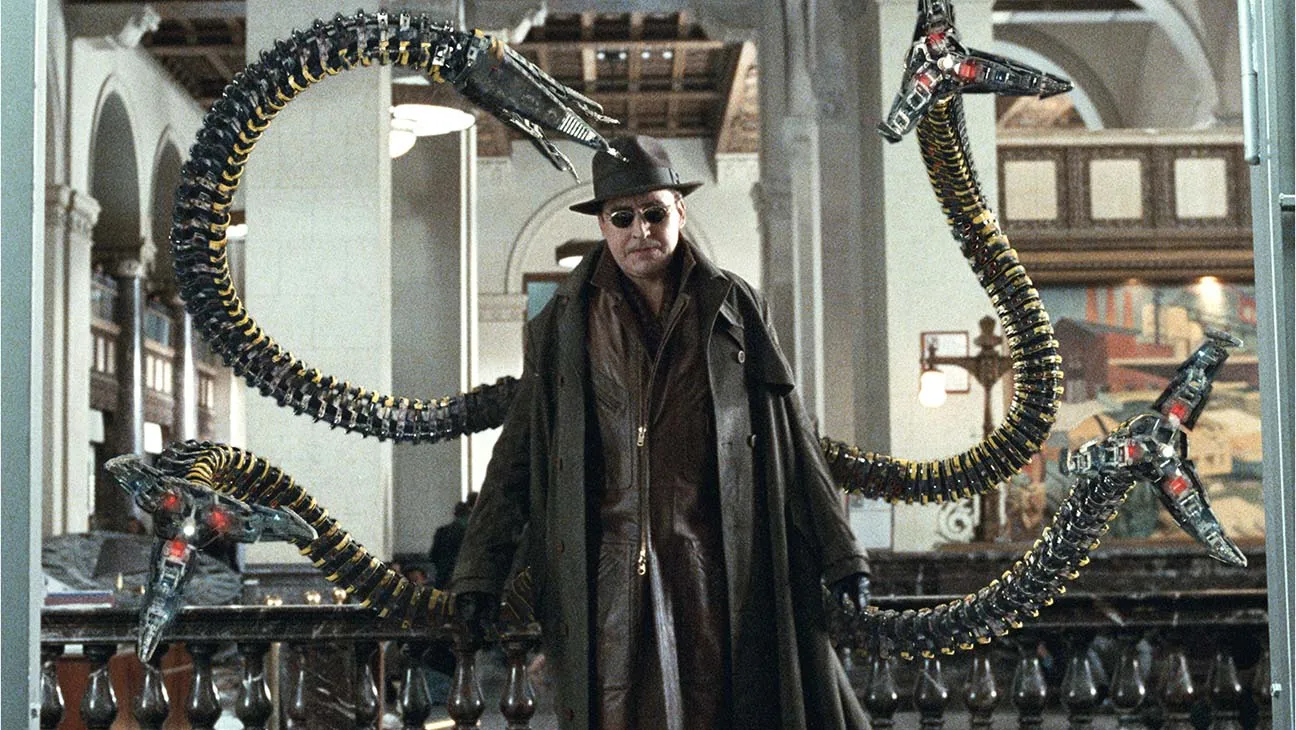 Dr. Octopus en la escena de la lucha con Spider-Man en el banco