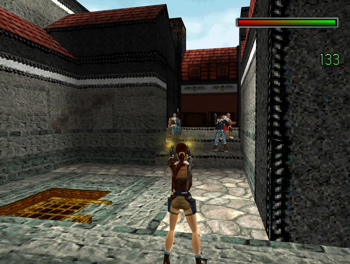 Lara Croft luchando contra mercenarios con ayuda de los monjes en el Monasterio Barkhang Lara Croft luchando contra mercenarios con ayuda de los monjes en el Monasterio Barkhang