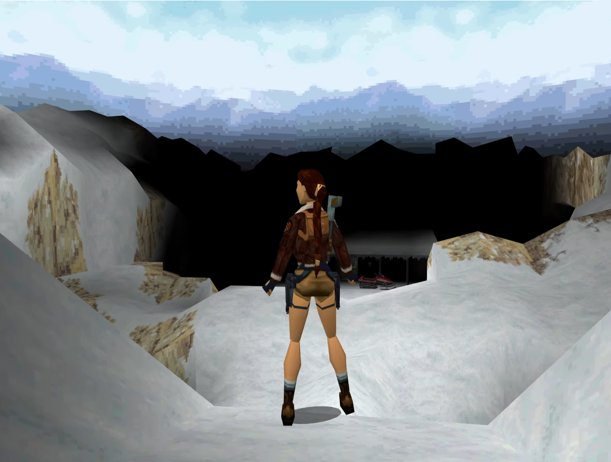 Nivel de las laderas tibetanas en Tomb Raider II (1997) para PlayStation 1 Nivel de las laderas tibetanas en Tomb Raider II (1997) para PlayStation 1