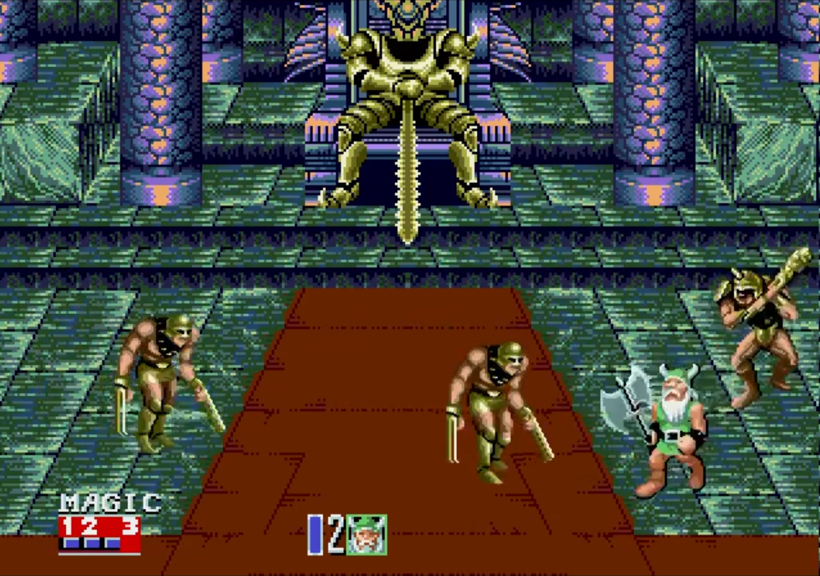 Gilius Thunderhead luchando contra la mano derecha de Dark Guld en Golden Axe II (1991) Gilius Thunderhead luchando contra la mano derecha de Dark Guld en Golden Axe II (1991)