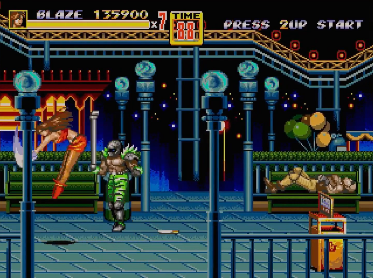 Blaze Fielding haciendo piruetas mientras lucha contra el crimen en Streets of Rage 2 (1992) Blaze Fielding haciendo piruetas mientras lucha contra el crimen en Streets of Rage 2 (1992)