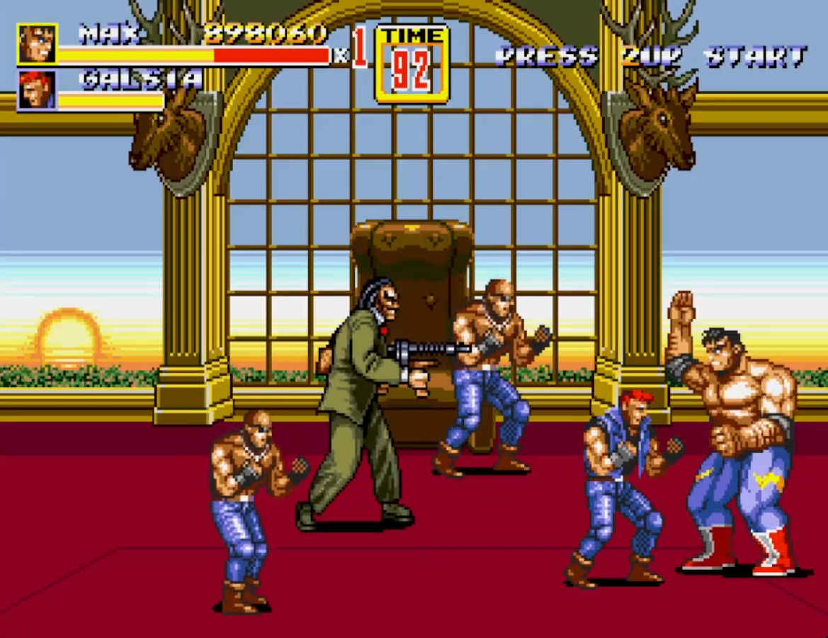 Max Thunder luchando contra Mr. X en el nivel final de Streets of Rage 2 (1992) Max Thunder luchando contra Mr. X en el nivel final de Streets of Rage 2 (1992)