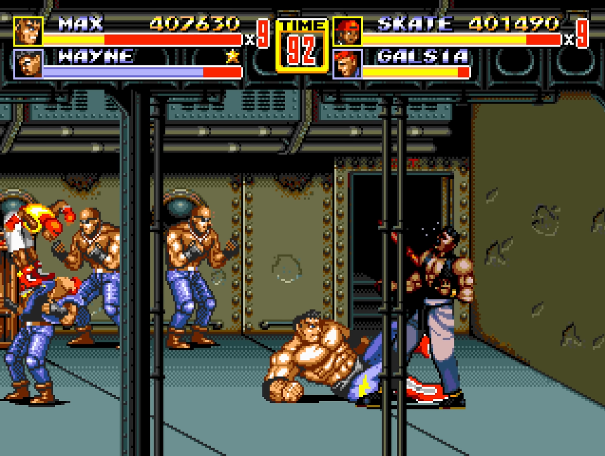 Skate Hunter y Max Thunder en el nivel del barco en Streets of Rage 2 (1992) Skate Hunter y Max Thunder en el nivel del barco en Streets of Rage 2 (1992)