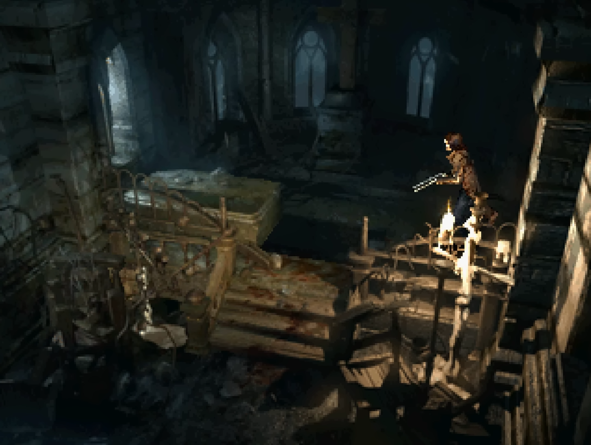 Edward Carnby en la mezquita siniestra en Alone in the Dark: The New Nightmare (2001) 