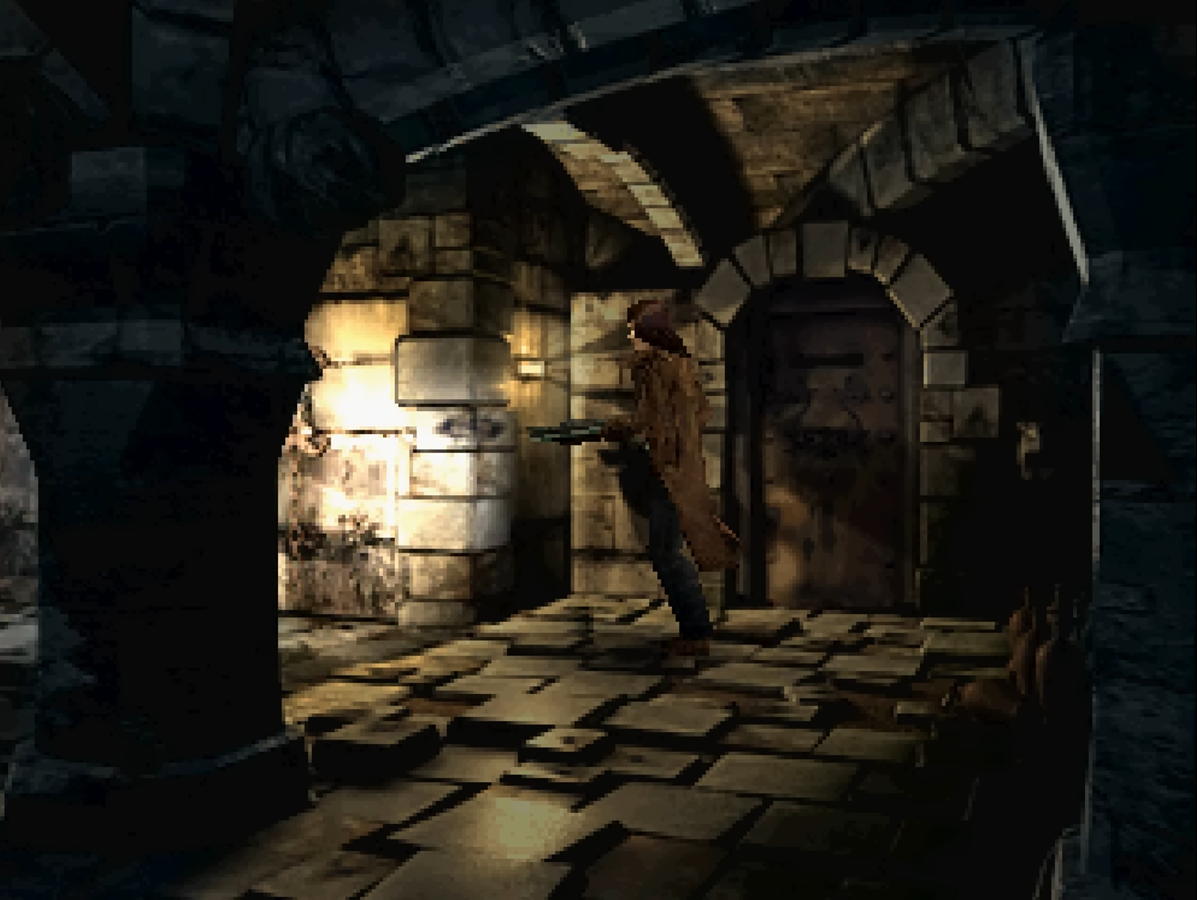 Edward Carnby en el sótano del palacete en Alone in the Dark: The New Nightmare (2001) 