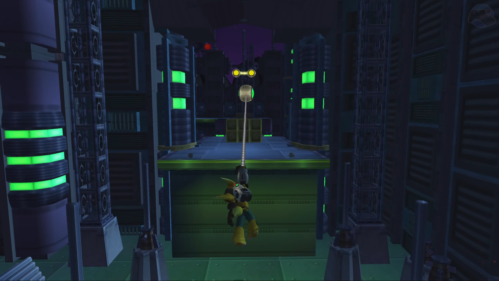 Ratchet & Clank usando el balanceador en el planeta Aridia en Ratchet & Clank (2002) Ratchet & Clank usando el balanceador en el planeta Aridia en Ratchet & Clank (2002)