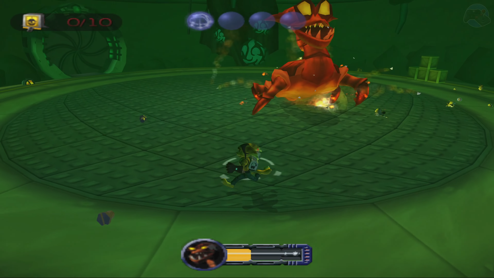 Ratchet & Clank luchando contra la reina chica la estación Blarg en Ratchet & Clank (2002) Ratchet & Clank luchando contra la reina chica la estación Blarg en Ratchet & Clank (2002)