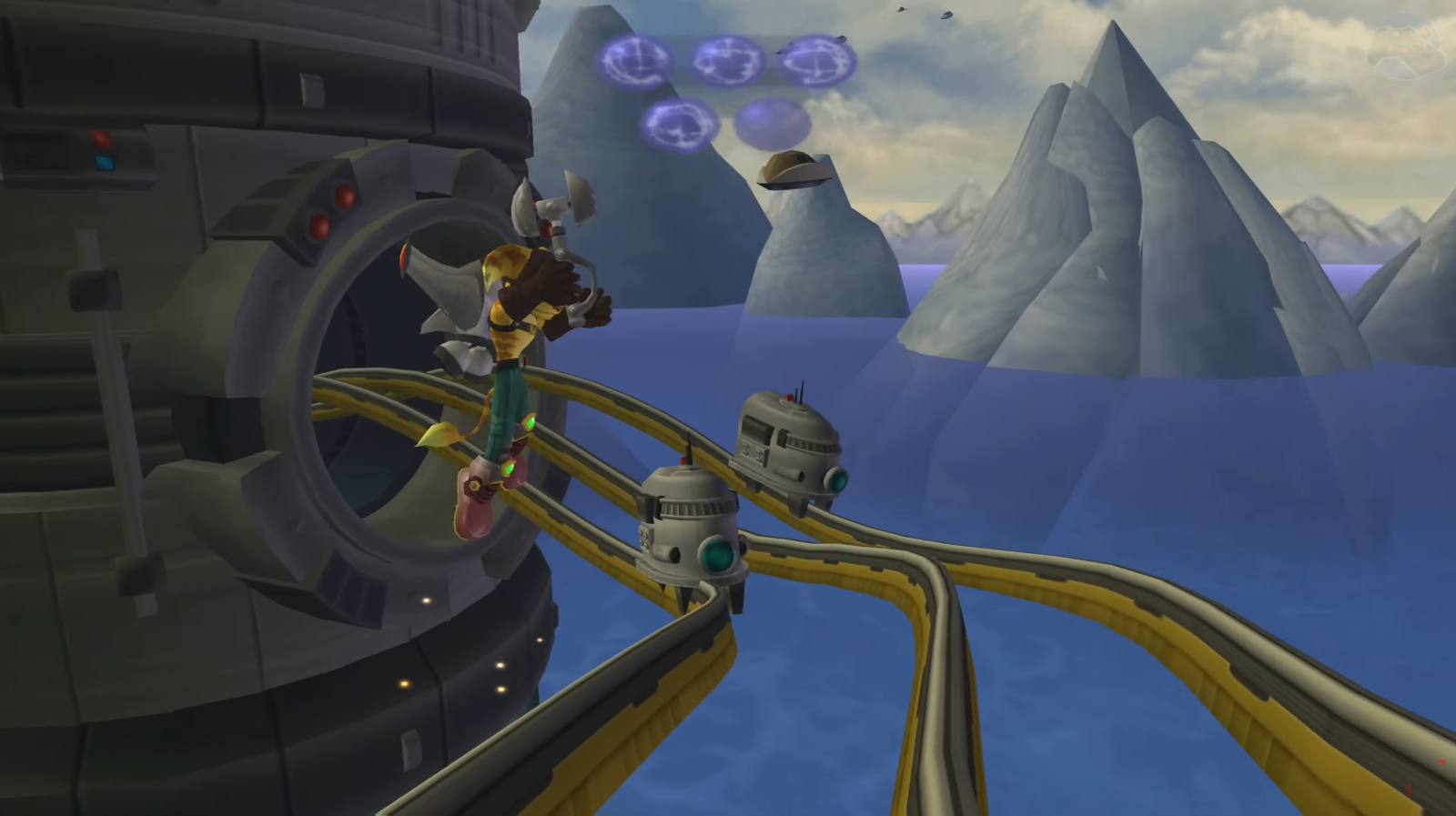 Misión sobre raíles magnçeticos en el planeta Kaebo III en Ratchet & Clank (2002) Misión sobre raíles magnçeticos en el planeta Kaebo III en Ratchet & Clank (2002)