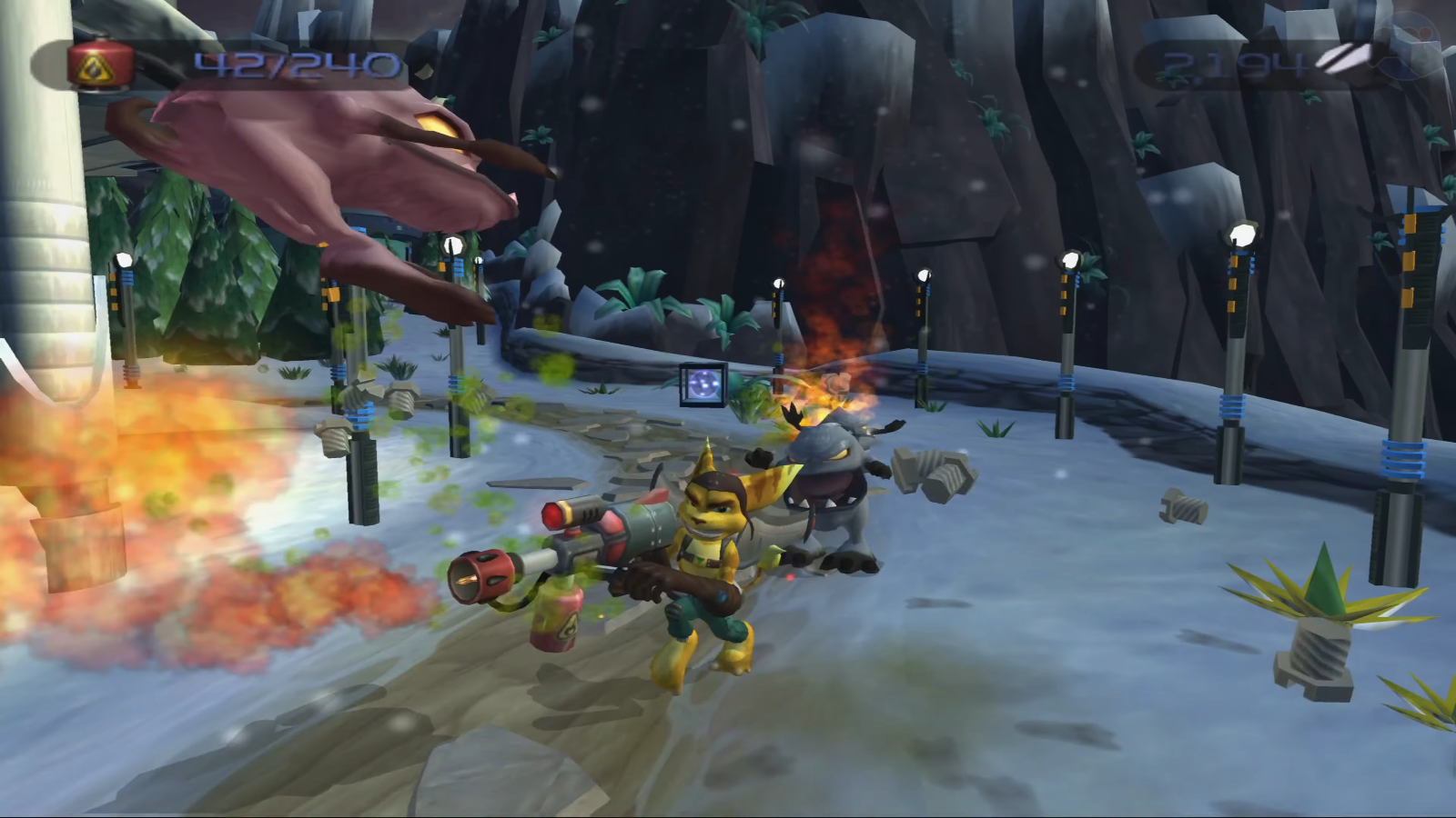 Ratchet & Clank en el planeta Hoven en Ratchet & Clank (2002) Ratchet & Clank en el planeta Hoven en Ratchet & Clank (2002)