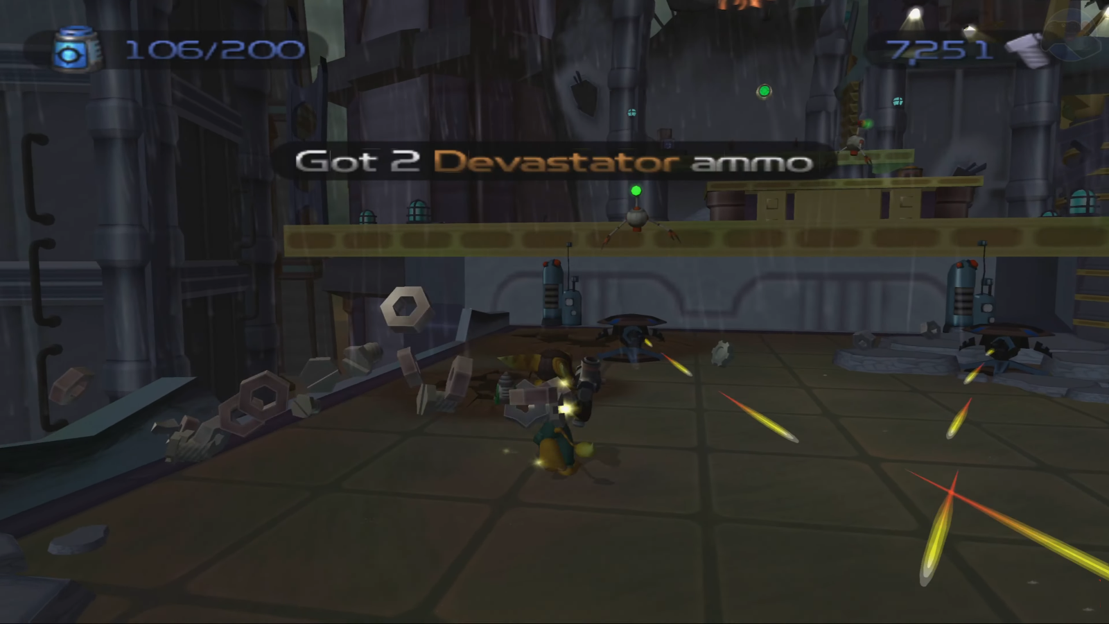 Ratchet contra las torretas enemigas del planeta Ontalis en Ratchet & Clank (2002) Ratchet contra las torretas enemigas del planeta Ontalis en Ratchet & Clank (2002)