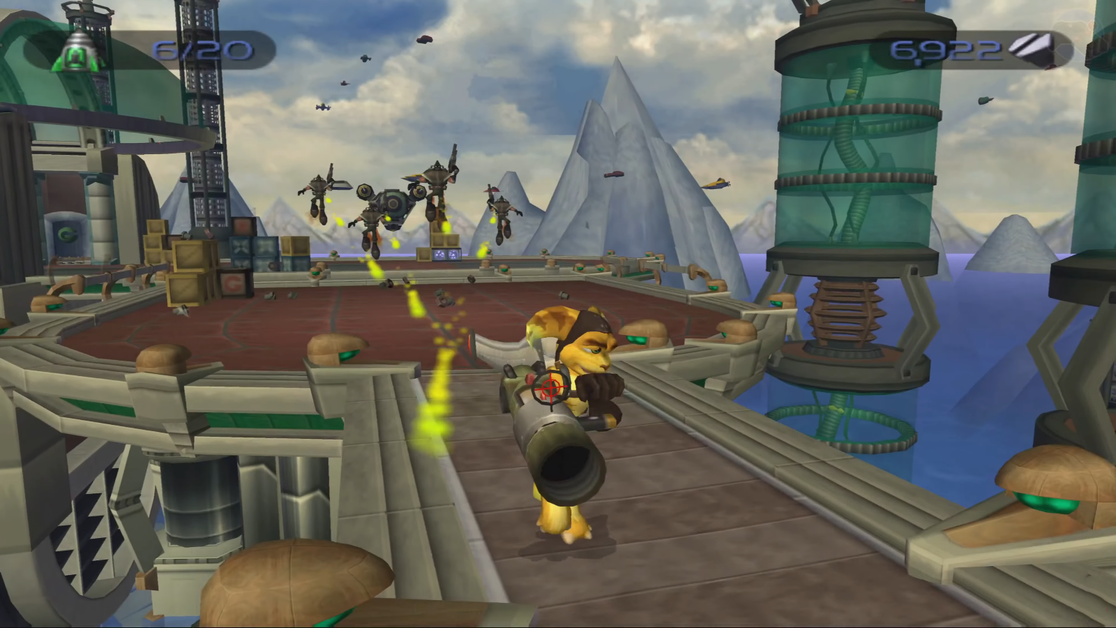 Ratchet & Clank en la plataforma aérea de Kalebo III en Ratchet & Clank (2002) Ratchet & Clank en la plataforma aérea de Kalebo III en Ratchet & Clank (2002)